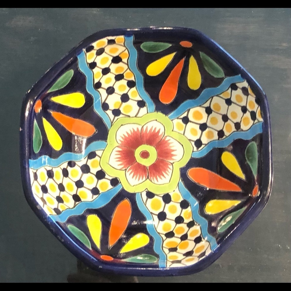 Mexican Talavera Pottery Bowl Colorful 7”